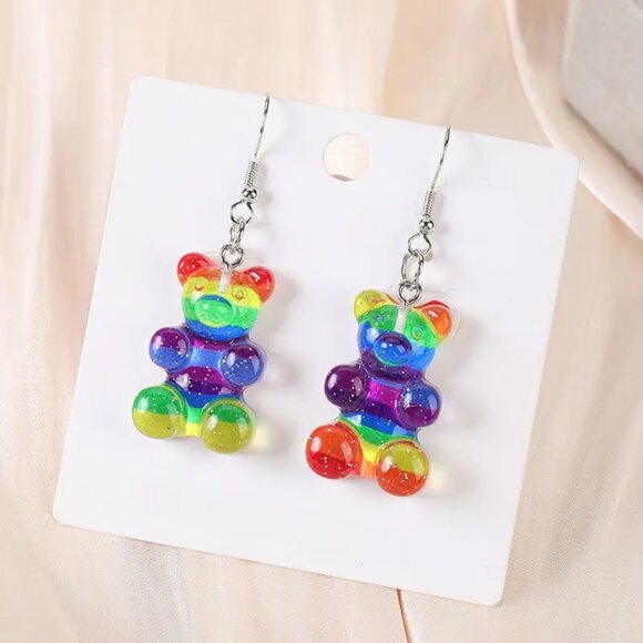#17 Rainbow Gummy Bear Earrings - Picture 1 of 1